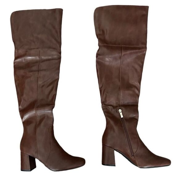 Dream Pairs Brown Knee High Chunky Heel Boots Women's 9.5 NIB Tall Boot - Picture 2 of 8